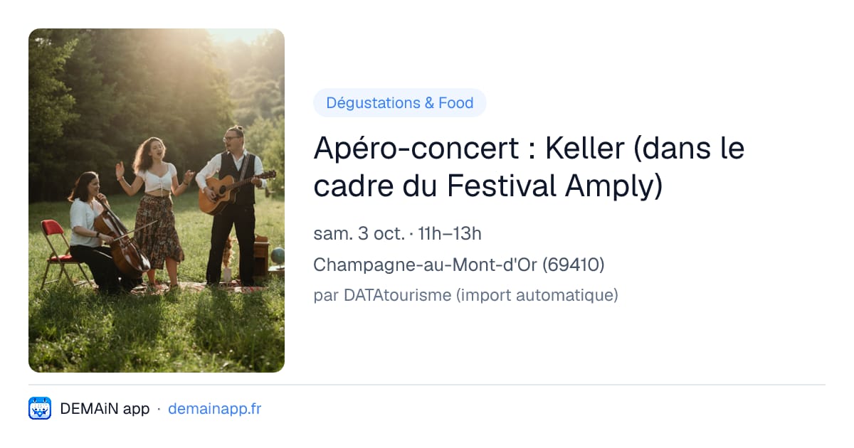 Apéro-concert : Keller (dans le cadre du Festival Amply) — Champagne-au-Mont-d'Or