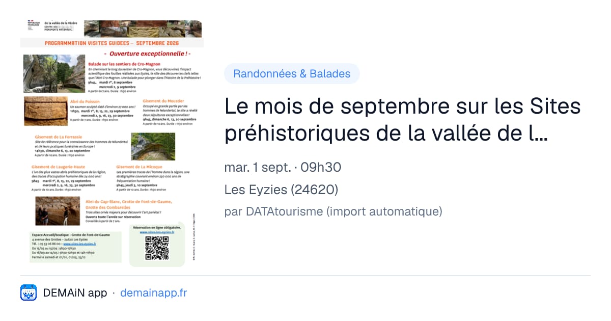 Le mois de septembre sur les Sites préhistoriques de la vallée de la Vézère — Les Eyzies