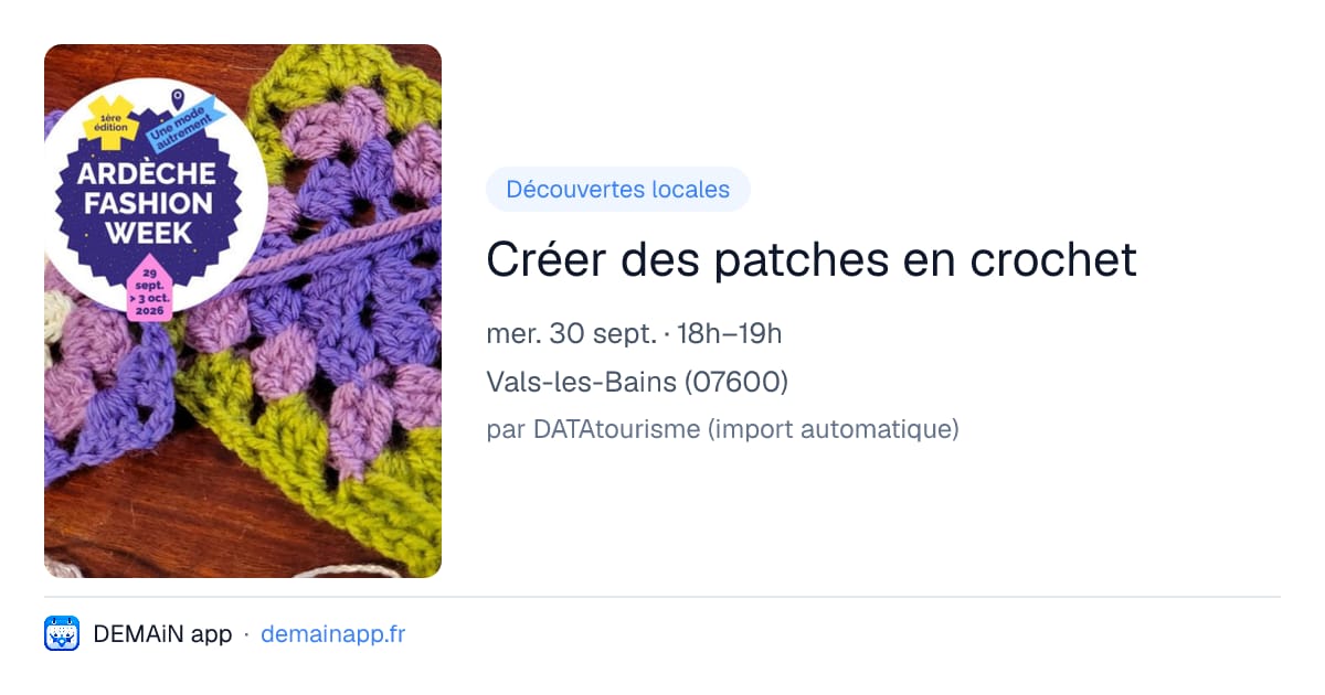 Créer des patches en crochet — Vals-les-Bains