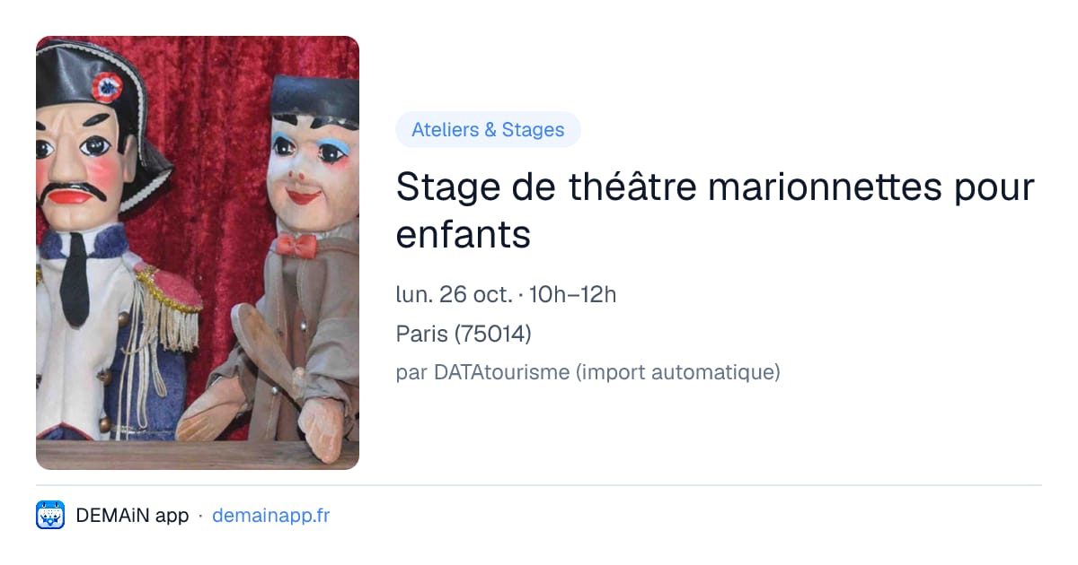 Stage de théâtre marionnettes pour enfants — Paris