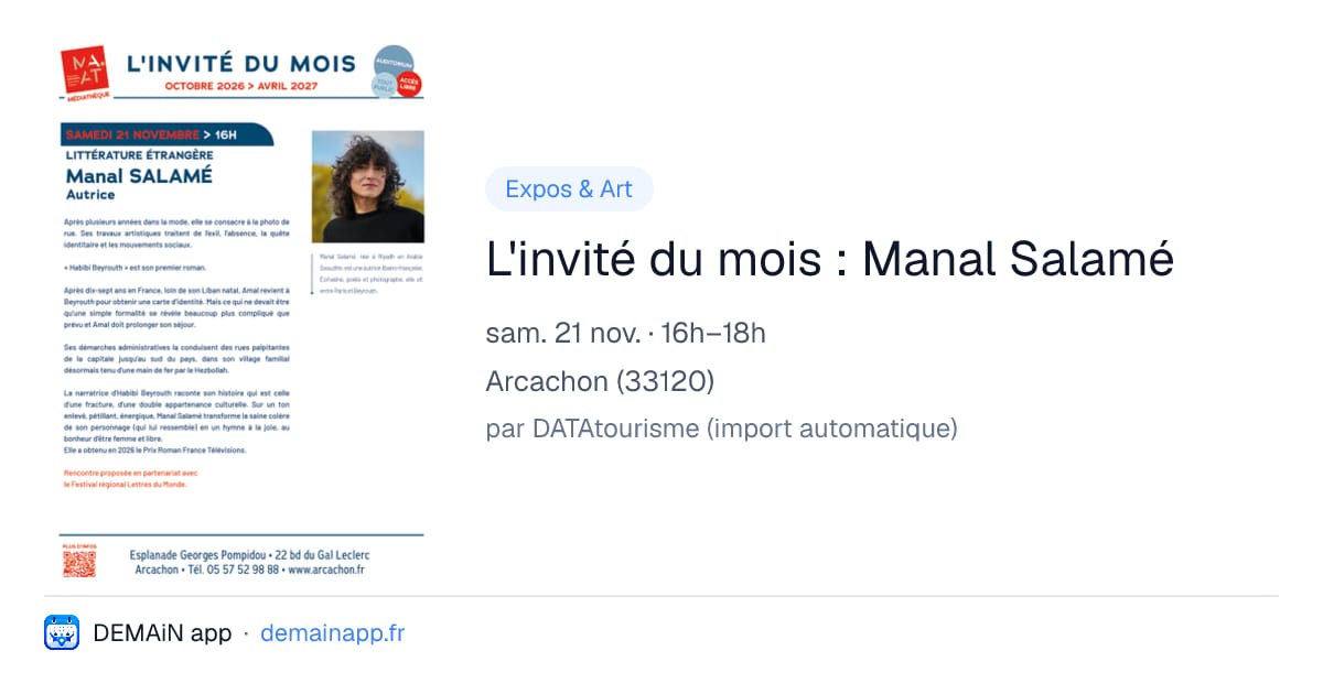 L'invité du mois : Manal Salamé — Arcachon