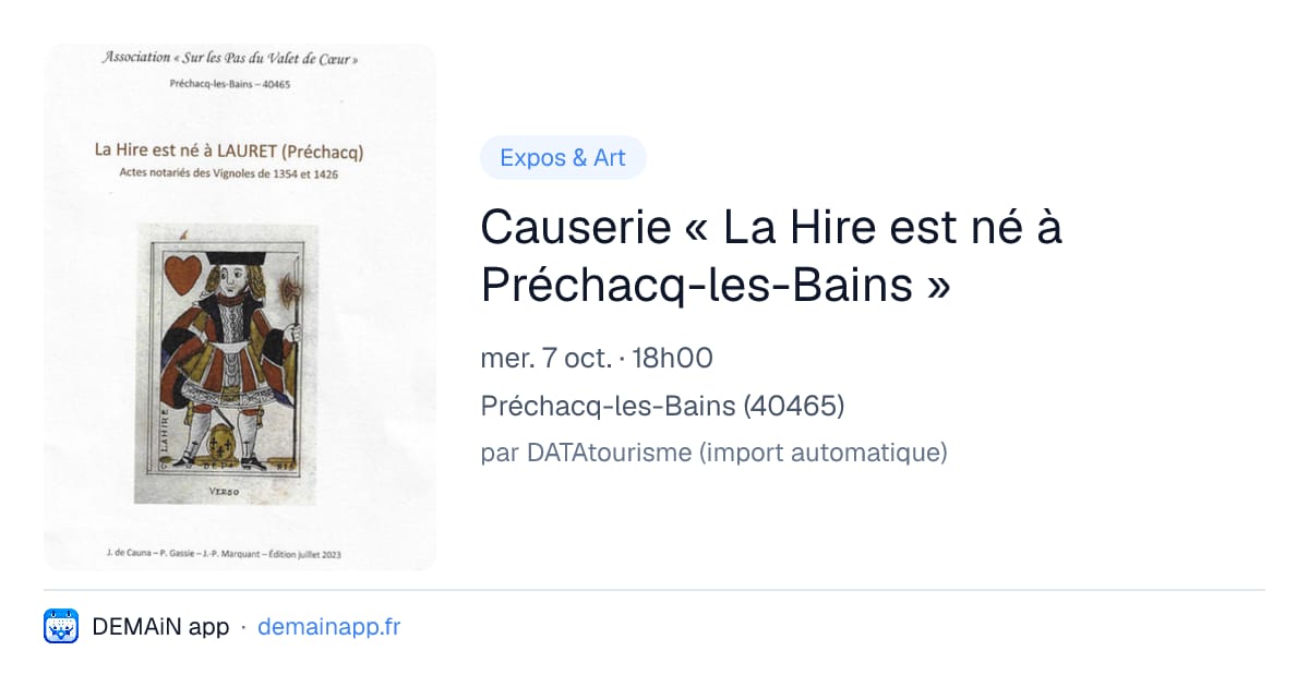 Causerie « La Hire est né à Préchacq-les-Bains » — Préchacq-les-Bains