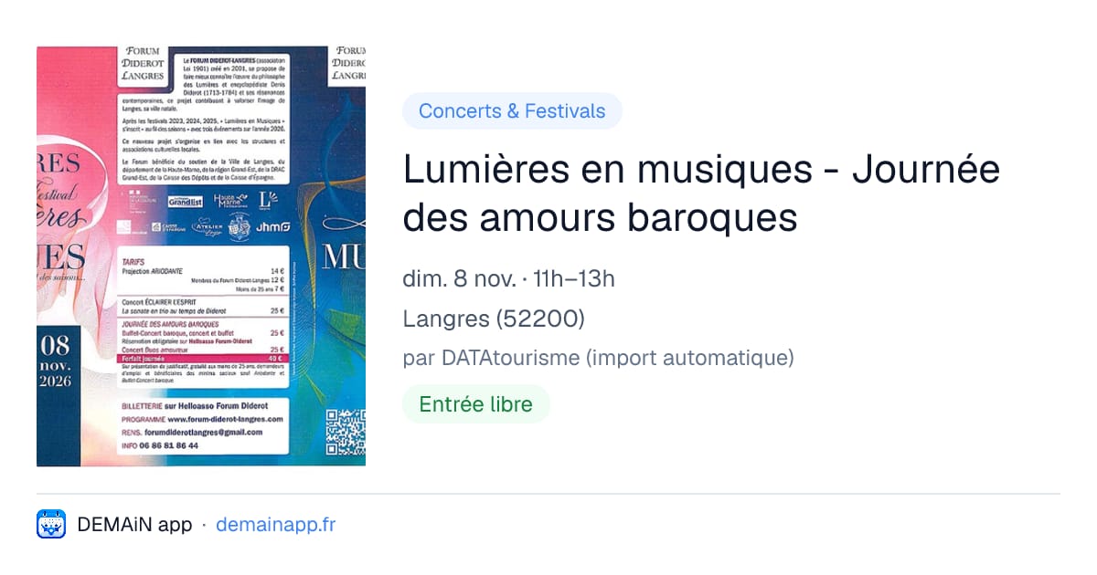 Lumières en musiques - Journée des amours baroques — Langres