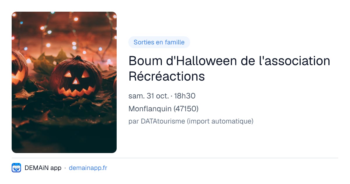 Boum d'Halloween de l'association Récréactions — Monflanquin