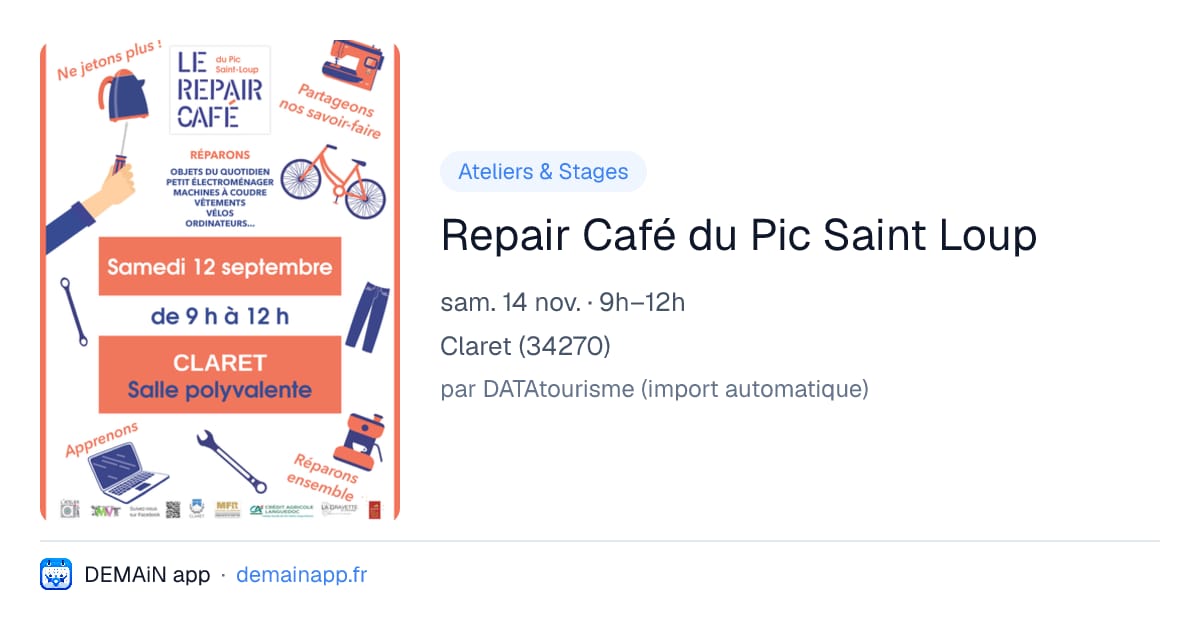 Repair Café du Pic Saint Loup — Claret