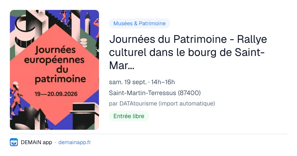 Journées du Patrimoine - Rallye culturel dans le bourg de Saint-Martin Terressus — Saint-Martin-Terressus