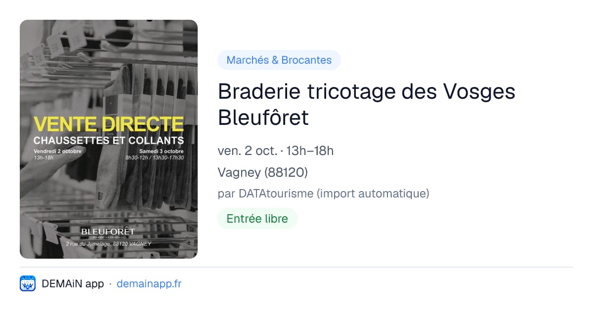Braderie tricotage des Vosges Bleufôret — Vagney