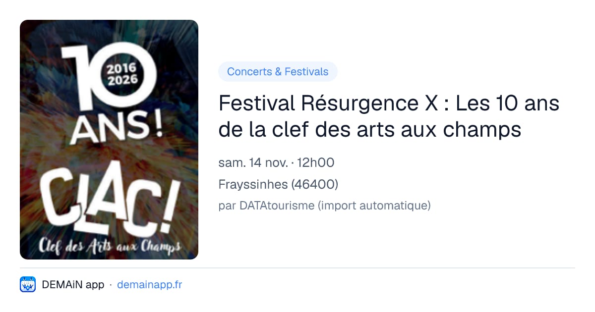 Festival Résurgence X : Les 10 ans de la clef des arts aux champs — Frayssinhes