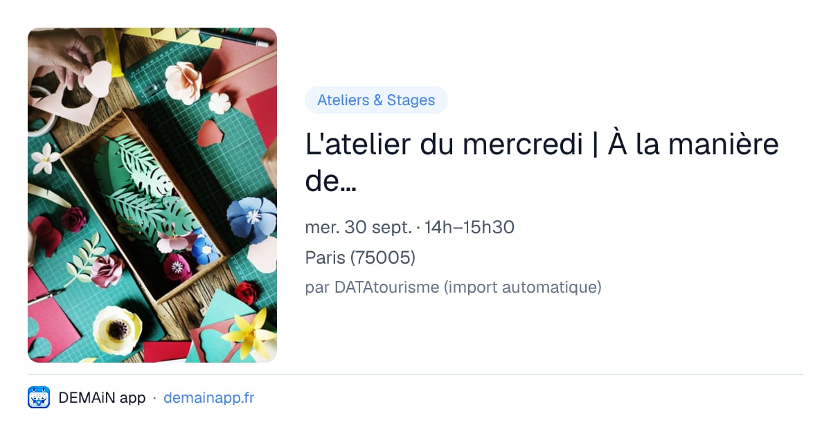 L'atelier du mercredi | À la manière de… — Paris