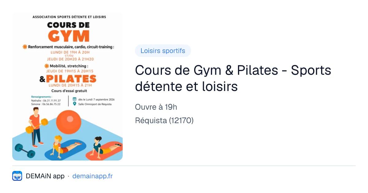 Cours de Gym & Pilates - Sports détente et loisirs — Réquista