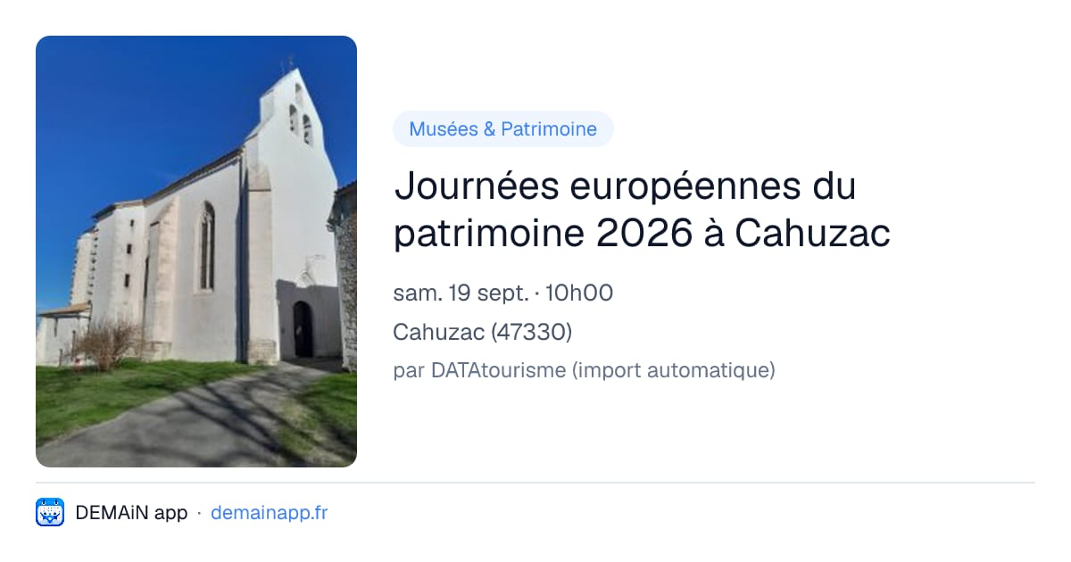 Journées européennes du patrimoine 2026 à Cahuzac — Cahuzac