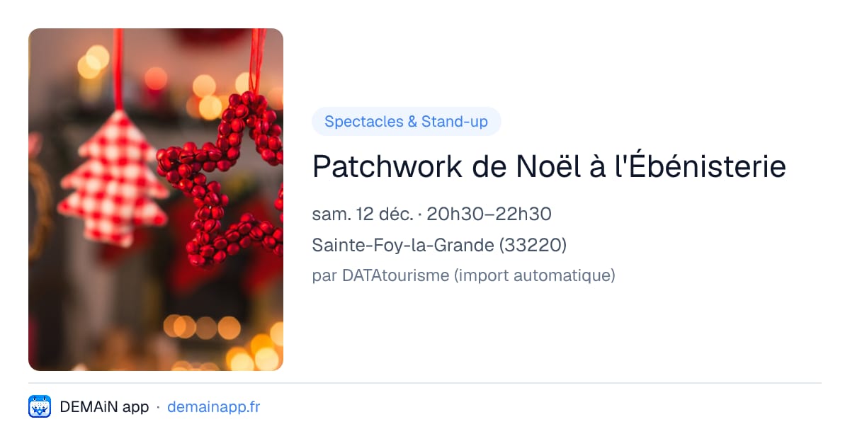 Patchwork de Noël à l'Ébénisterie — Sainte-Foy-la-Grande