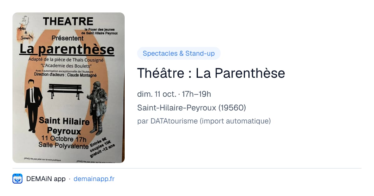 Théâtre : La Parenthèse — Saint-Hilaire-Peyroux