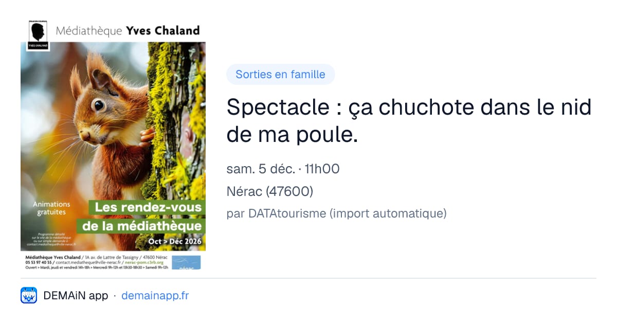 Spectacle : ça chuchote dans le nid de ma poule. — Nérac