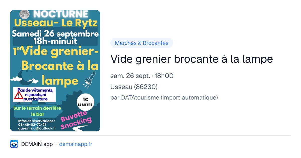 Vide grenier brocante à la lampe — Usseau