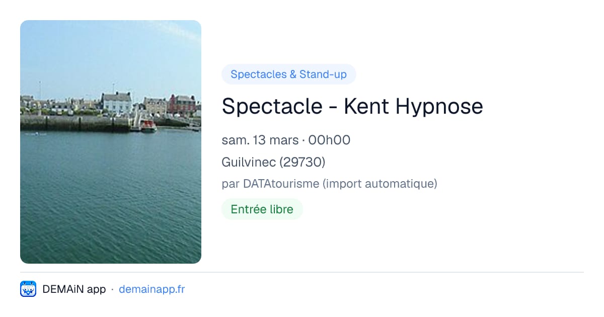 Spectacle - Kent Hypnose — Guilvinec