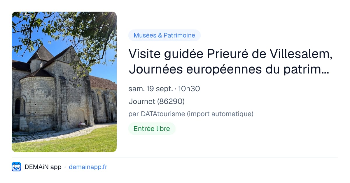 Visite guidée Prieuré de Villesalem, Journées européennes du patrimoine — Journet
