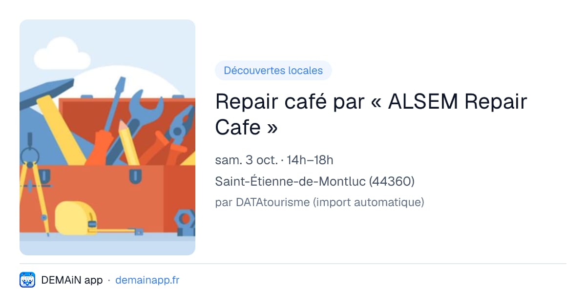 Repair café par « ALSEM Repair Cafe » — Saint-Étienne-de-Montluc