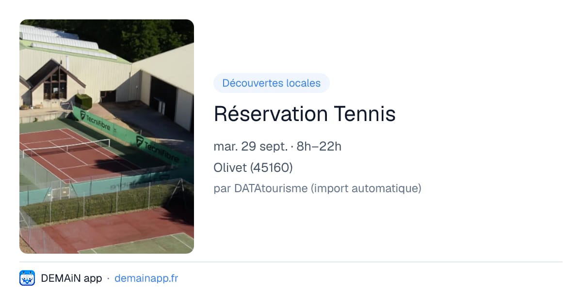 Réservation Tennis — Olivet