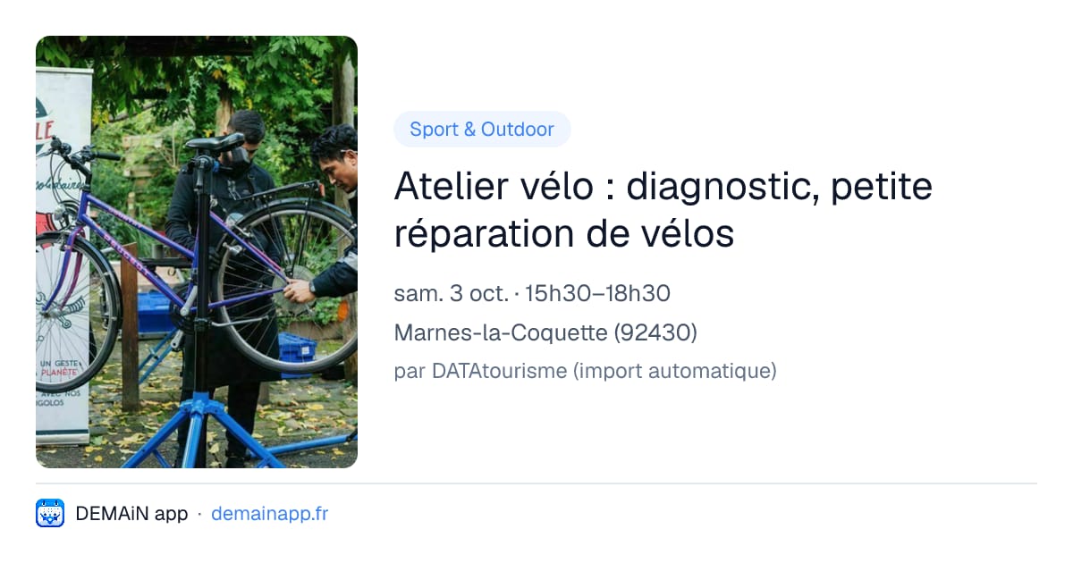 Atelier vélo : diagnostic, petite réparation de vélos — Marnes-la-Coquette