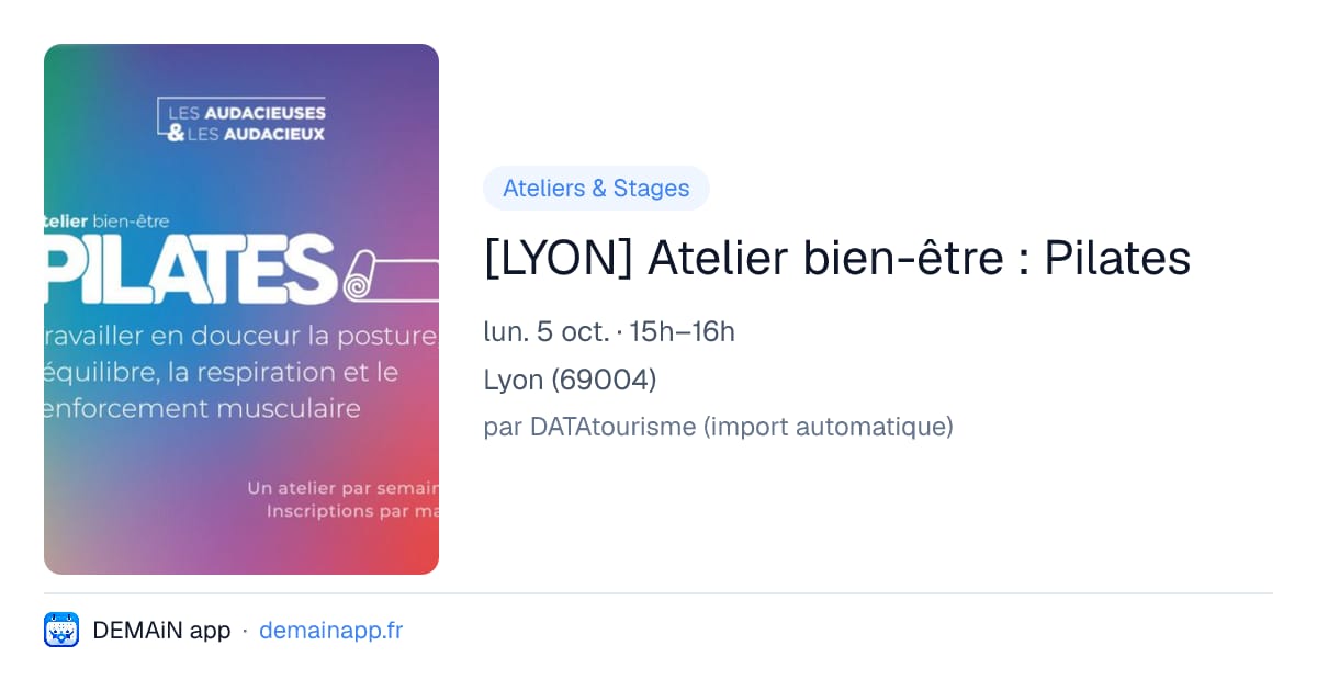 [LYON] Atelier bien-être : Pilates — Lyon