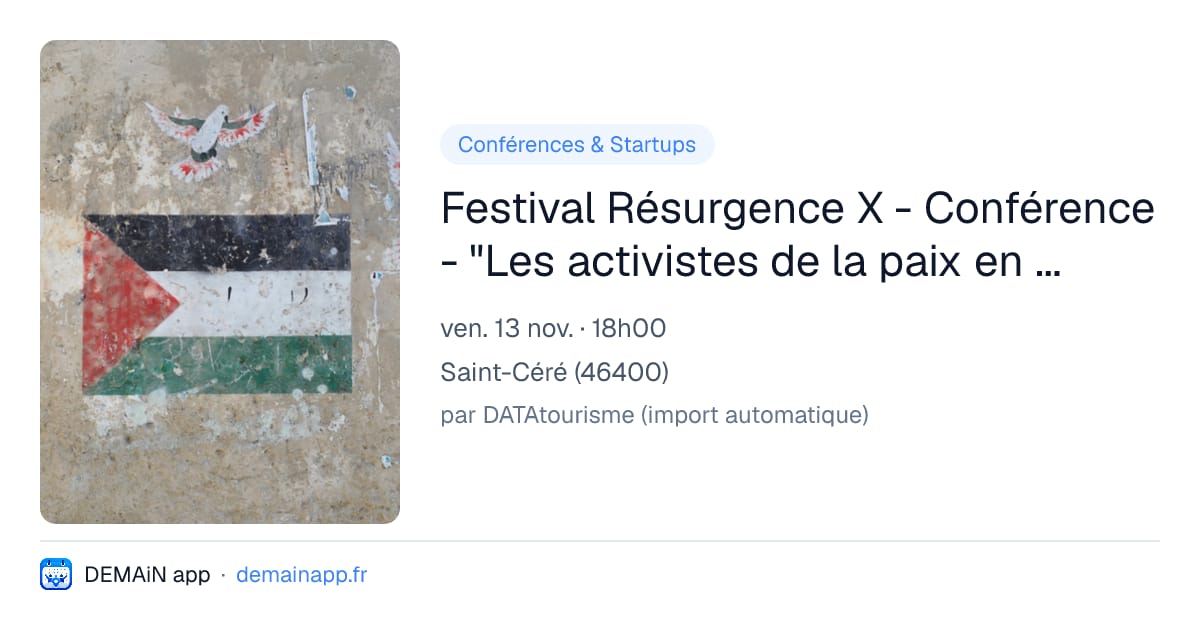 Festival Résurgence X - Conférence - "Les activistes de la paix en Israël et Palestine" — Saint-Céré