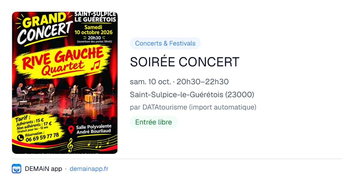 SOIRÉE CONCERT — Saint-Sulpice-le-Guérétois