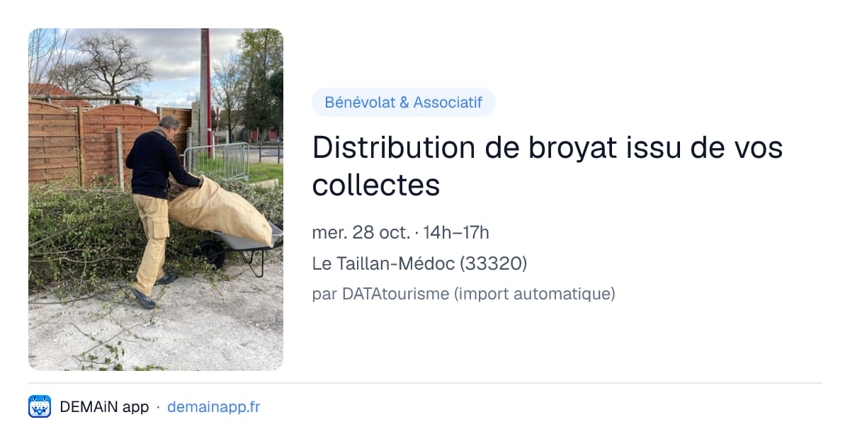 Distribution de broyat issu de vos collectes — Le Taillan-Médoc