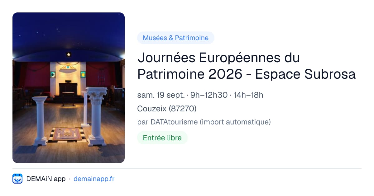 Journées Européennes du Patrimoine 2026 - Espace Subrosa — Couzeix