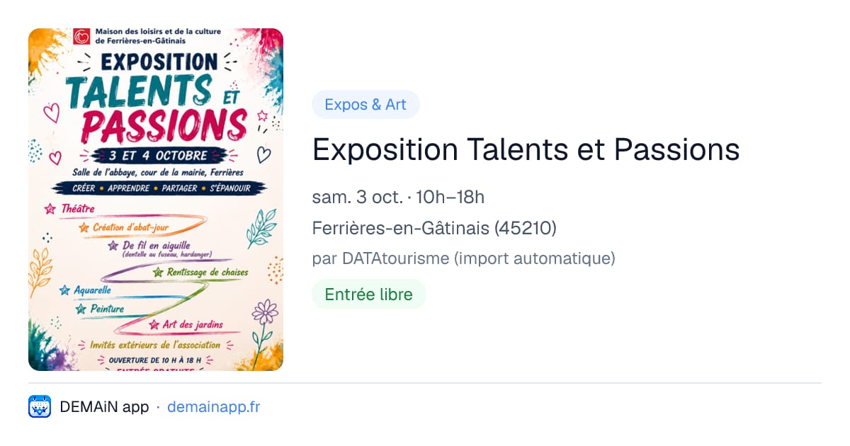 Exposition Talents et Passions — Ferrières-en-Gâtinais