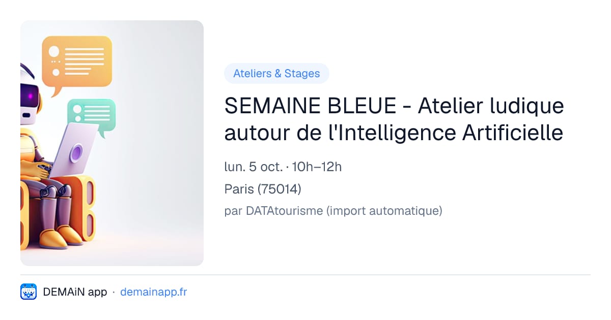 SEMAINE BLEUE - Atelier ludique autour de l'Intelligence Artificielle — Paris