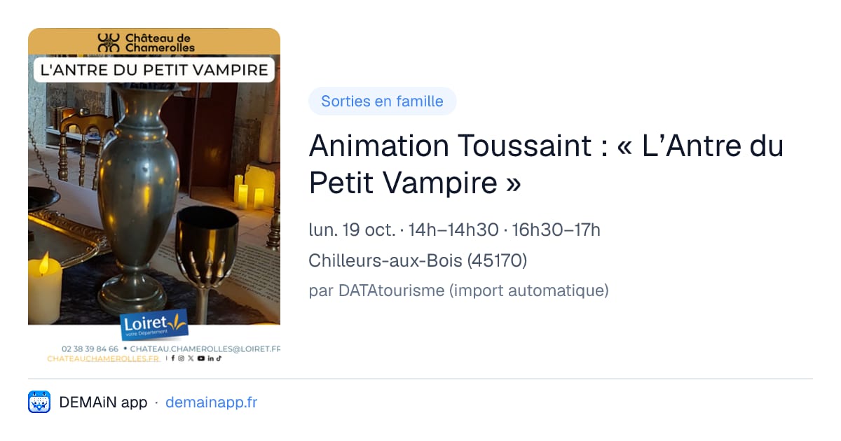 Animation Toussaint : « L’Antre du Petit Vampire » — Chilleurs-aux-Bois