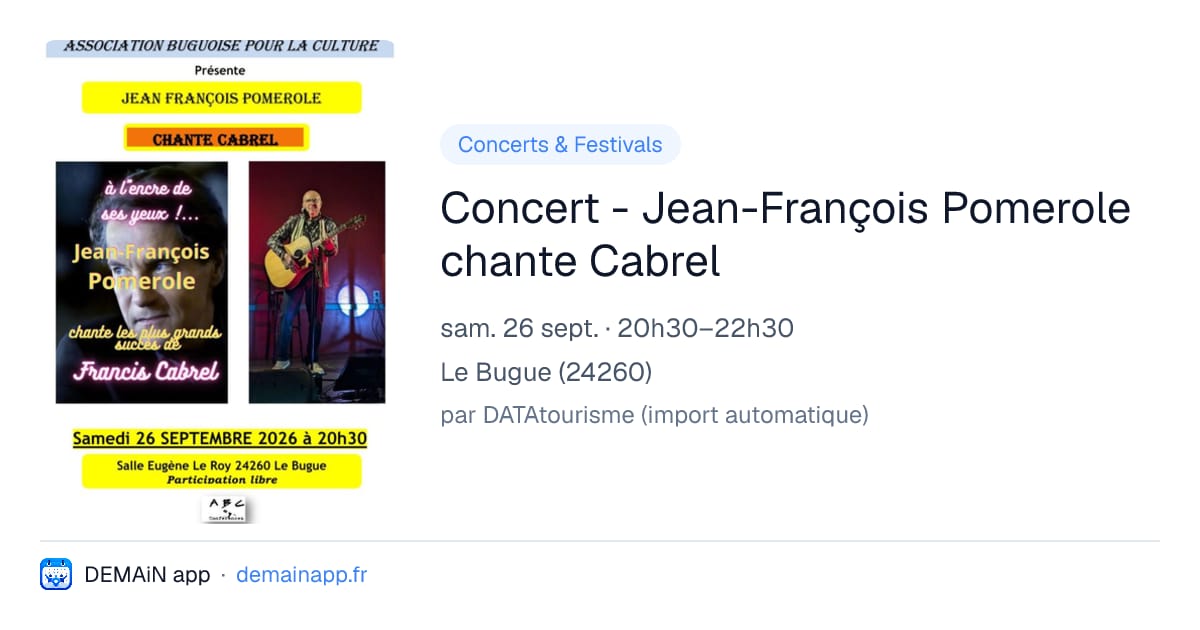 Concert - Jean-François Pomerole chante Cabrel — Le Bugue