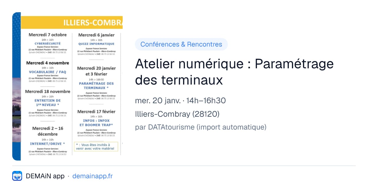 Atelier numérique : Paramétrage des terminaux — Illiers-Combray