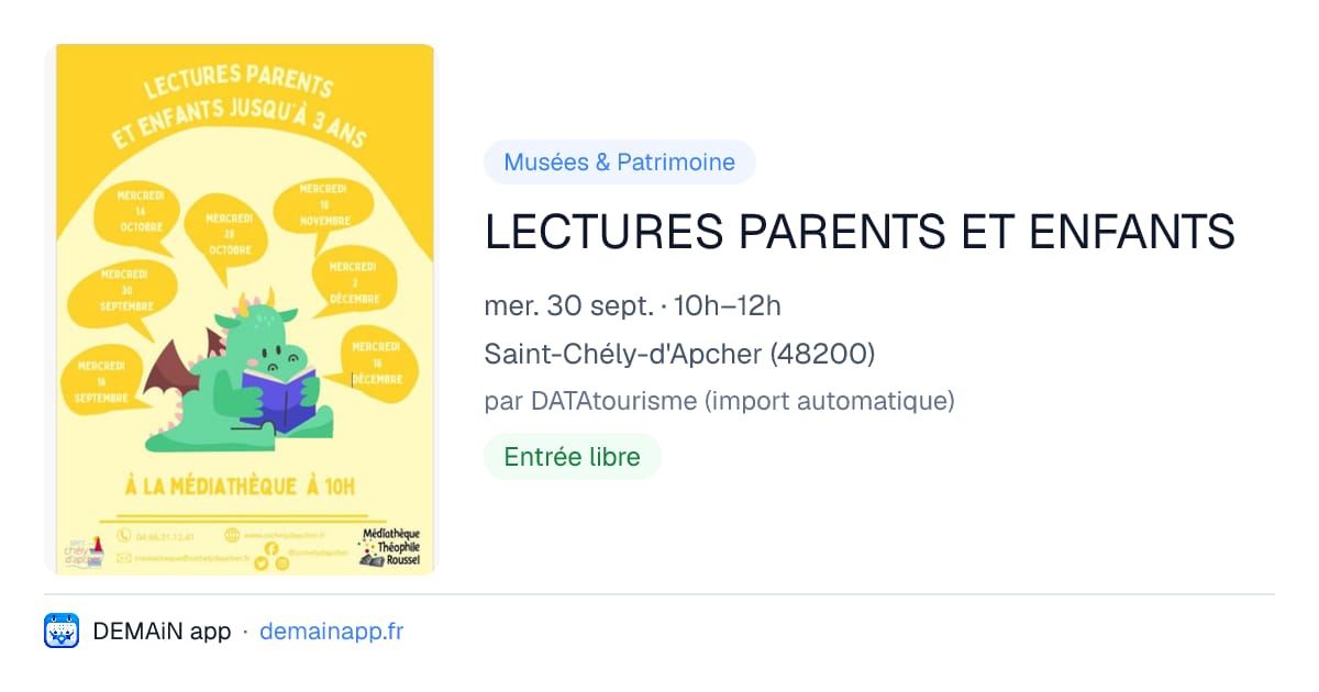 LECTURES PARENTS ET ENFANTS — Saint-Chély-d'Apcher