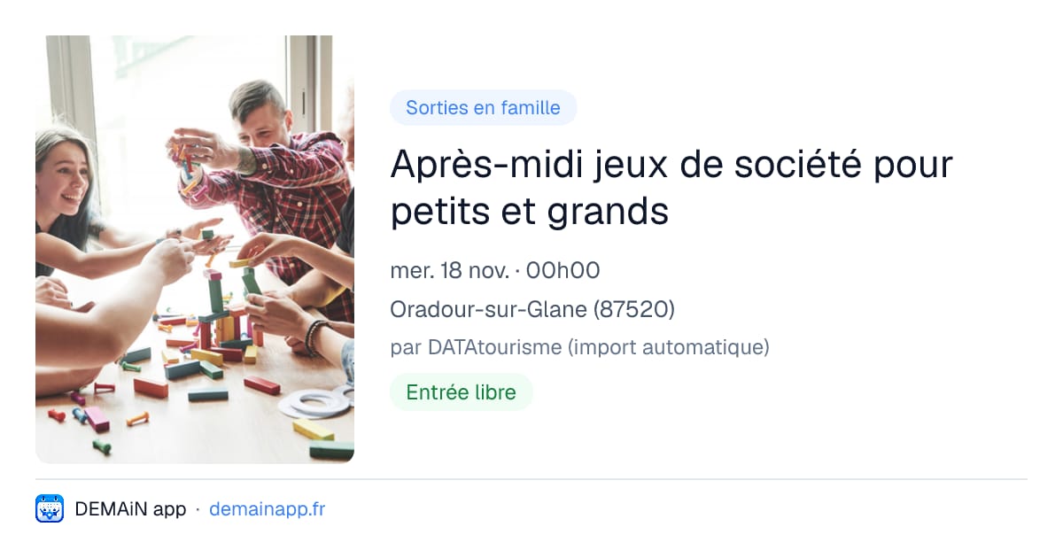 Après-midi jeux de société pour petits et grands — Oradour-sur-Glane