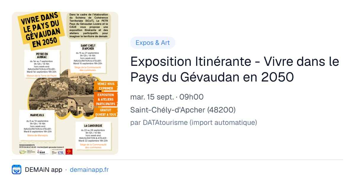 Exposition Itinérante - Vivre dans le Pays du Gévaudan en 2050 — Saint-Chély-d'Apcher