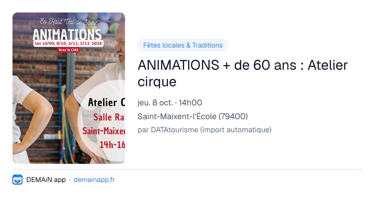 ANIMATIONS + de 60 ans : Atelier cirque — Saint-Maixent-l'École