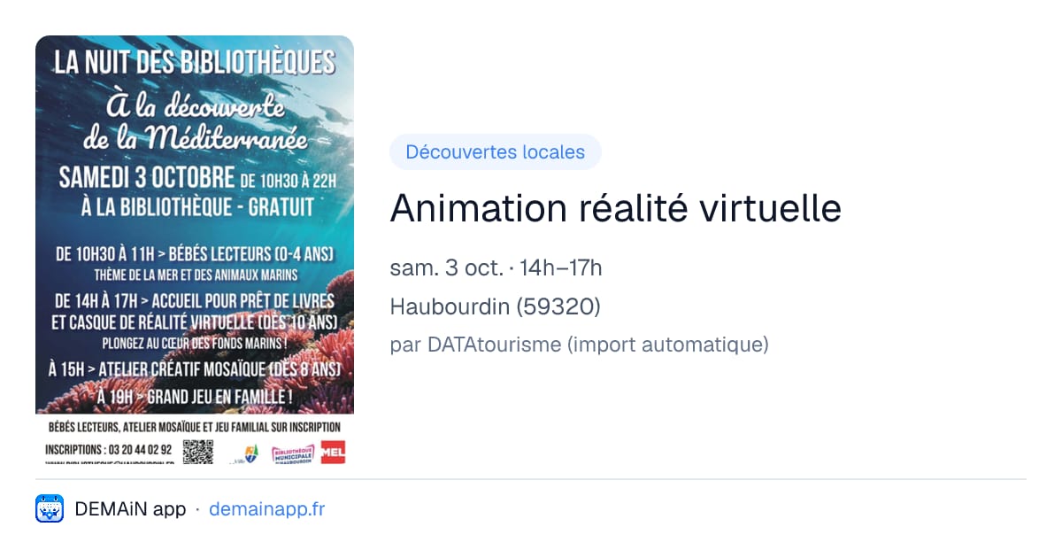 Animation réalité virtuelle — Haubourdin