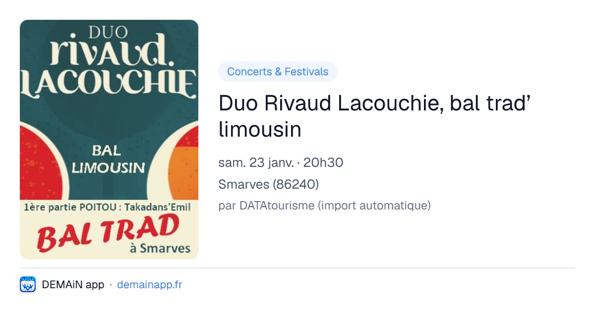 Duo Rivaud Lacouchie, bal trad’ limousin — Smarves
