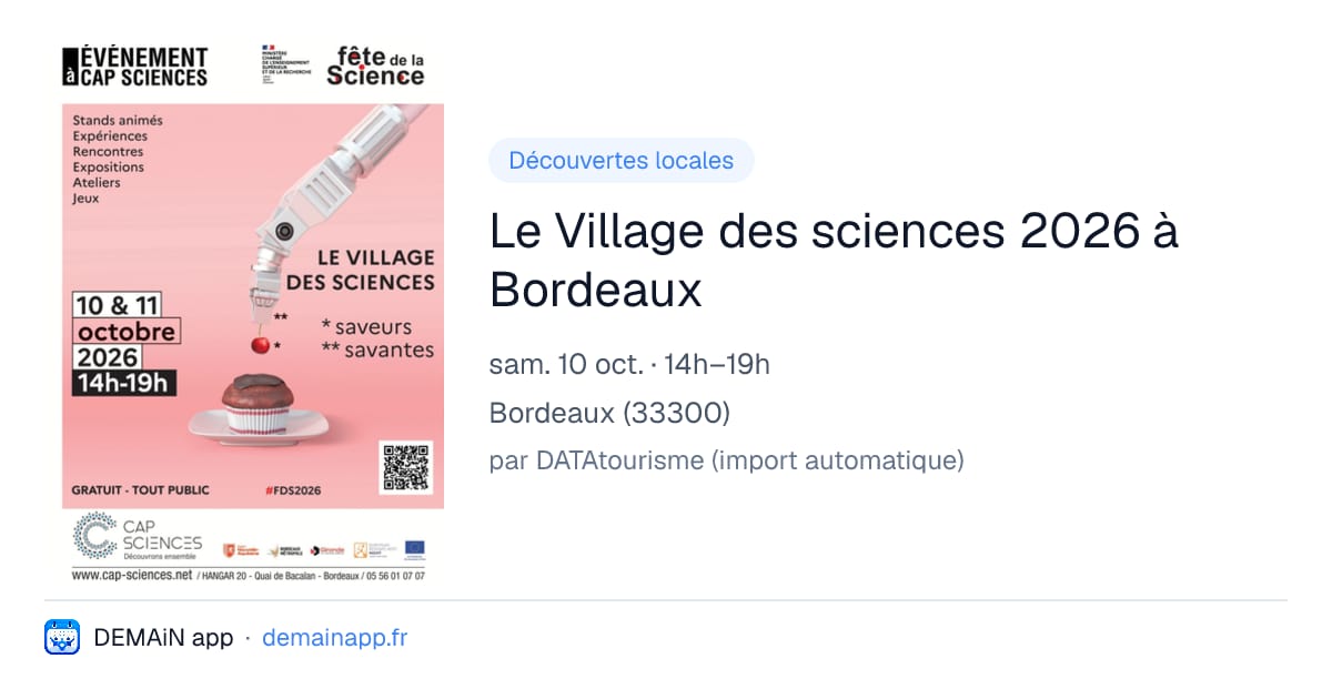 Le Village des sciences 2026 à Bordeaux — Bordeaux