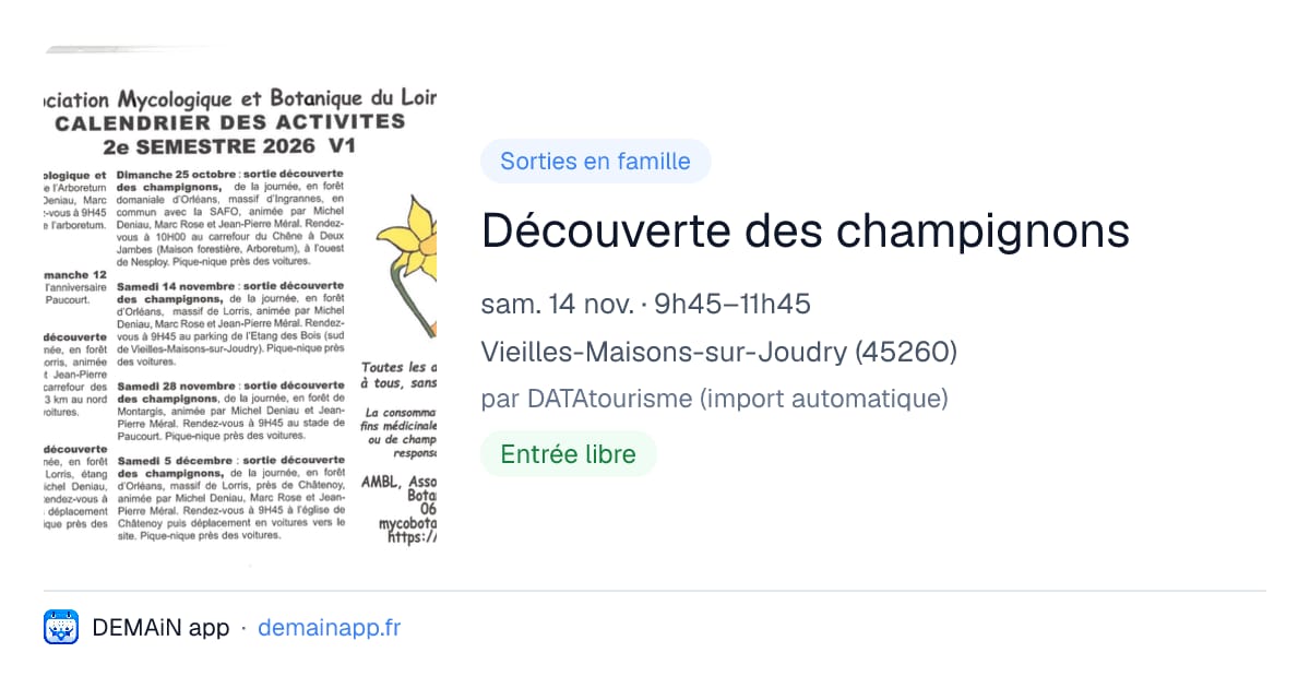 Découverte des champignons — Vieilles-Maisons-sur-Joudry