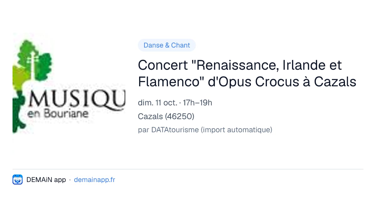 Concert "Renaissance, Irlande et Flamenco" d'Opus Crocus à Cazals — Cazals
