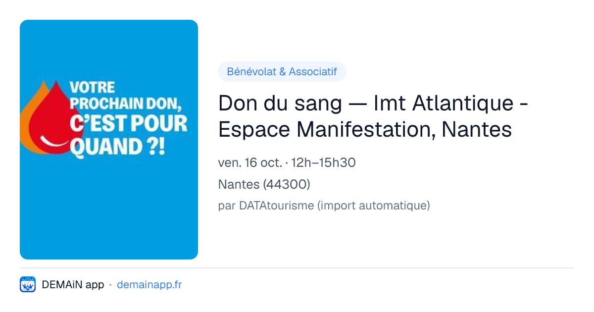 Don du sang — Imt Atlantique - Espace Manifestation, Nantes — Nantes