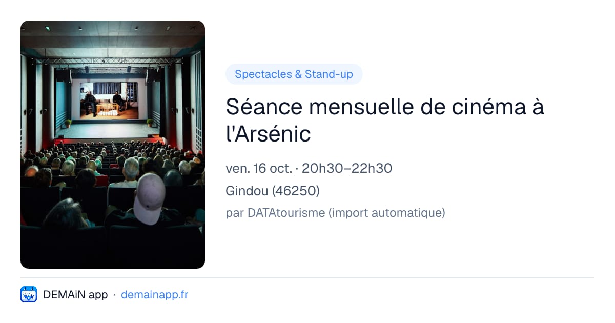 Séance mensuelle de cinéma à l'Arsénic — Gindou