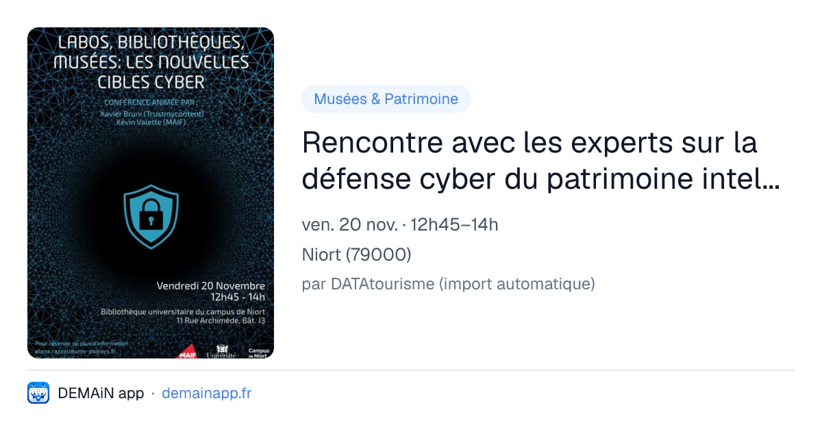 Rencontre avec les experts sur la défense cyber du patrimoine intellectuel à Niort — Niort