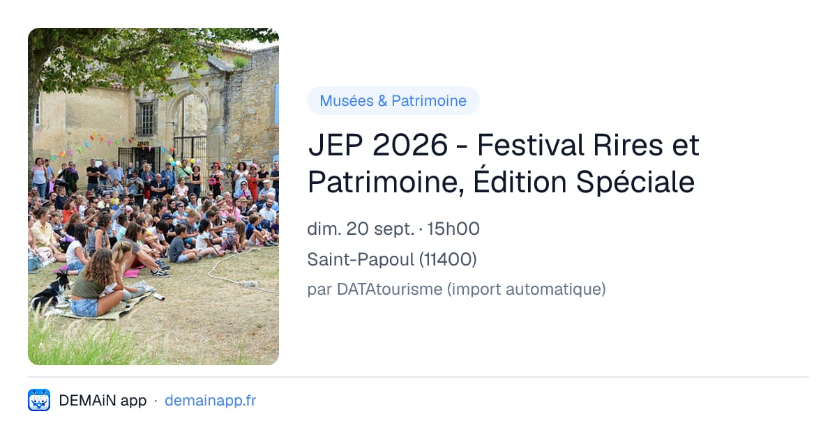 JEP 2026 - Festival Rires et Patrimoine, Édition Spéciale — Saint-Papoul