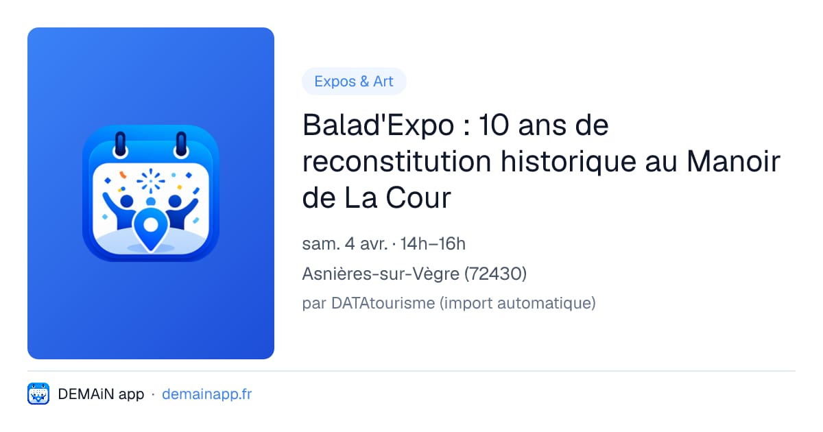Balad'Expo : 10 ans de reconstitution historique au Manoir de La Cour — Asnières-sur-Vègre