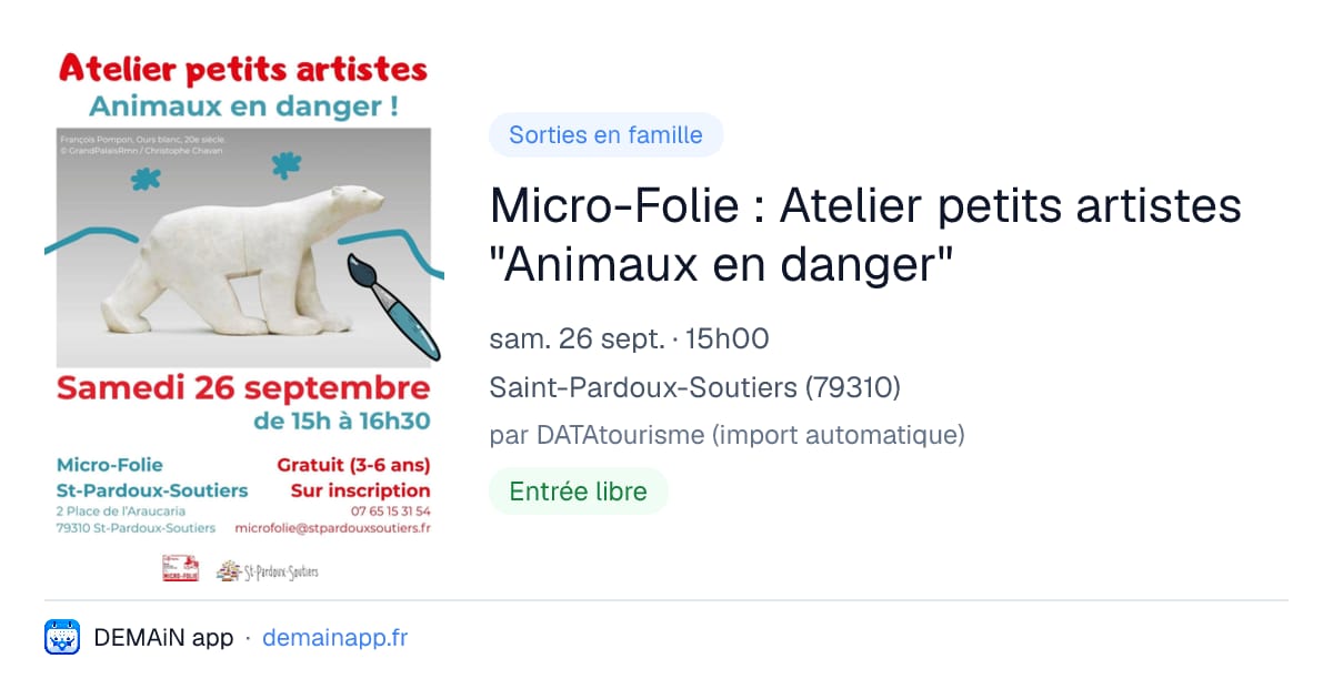 Micro-Folie : Atelier petits artistes "Animaux en danger" — Saint-Pardoux-Soutiers