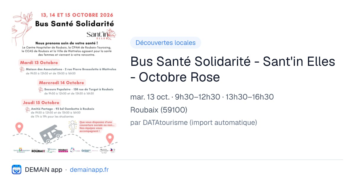Bus Santé Solidarité - Sant'in Elles - Octobre Rose — Roubaix